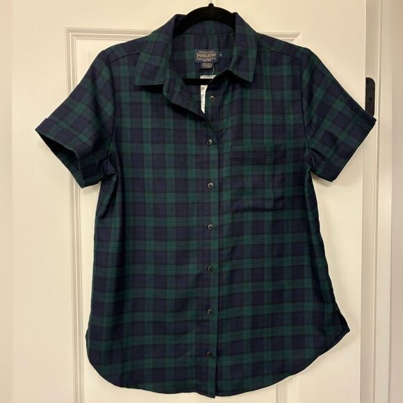 NWT PENDLETON NWT 100% Wool Blackwatch Tartan Plaid Shirt Blue Green Women’s Sm - Picture 1 of 6